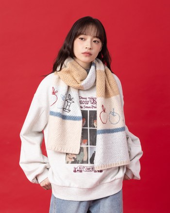 迪士尼系列 just one bite寬條紋跳色圍巾(兩色)