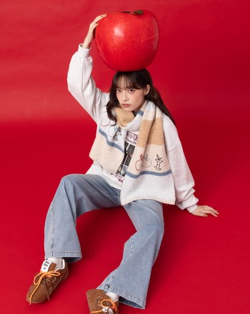 迪士尼系列 just one bite寬條紋跳色圍巾(兩色)