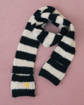 口袋造型條紋羊毛圍巾(兩色)
