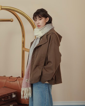 漸層斜紋柔軟流蘇圍巾(兩色)