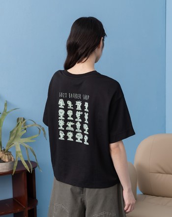 髮型圖鑑寬版落肩短版T恤(兩色)