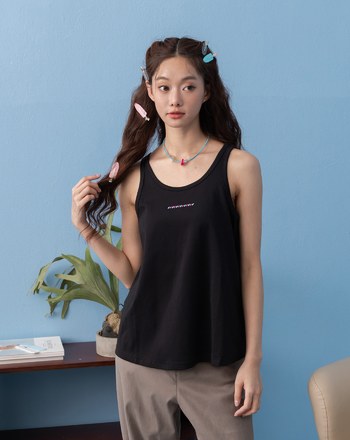 理髮廳燈條發泡印寬下擺背心(兩色)