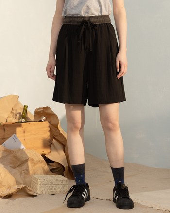 ➤輕盈涼感全腰鬆緊配色五分褲(兩色)