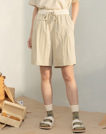 ➤輕盈涼感全腰鬆緊配色五分褲(兩色)