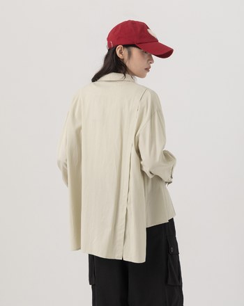 ➤涼感天絲不對稱後開衩襯衫(兩色)