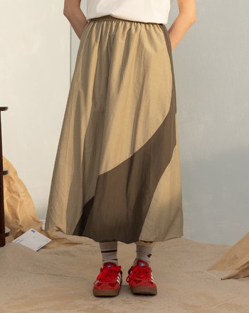 輕盈透氣配色花苞長裙(兩色)