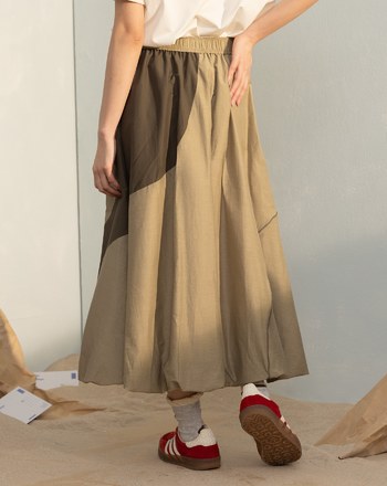 輕盈透氣配色花苞長裙(兩色)