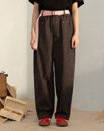 雲霧染口袋剪接小彎刀褲(兩色)