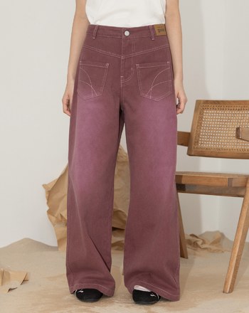 A｜反穿感水洗刷色直筒牛仔寬褲(兩色)