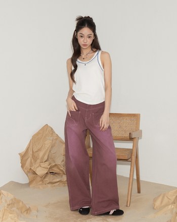 A｜反穿感水洗刷色直筒牛仔寬褲(兩色)