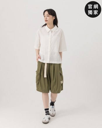 ➤大口袋造型鬆緊工裝五分褲(兩色)