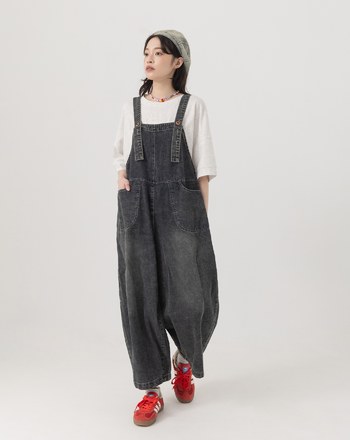 ➤個性水洗鬆弛感吊帶褲(兩色)