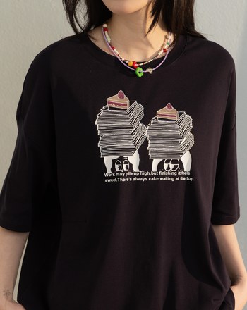 甜蜜小確幸打褶廓型T恤(兩色)