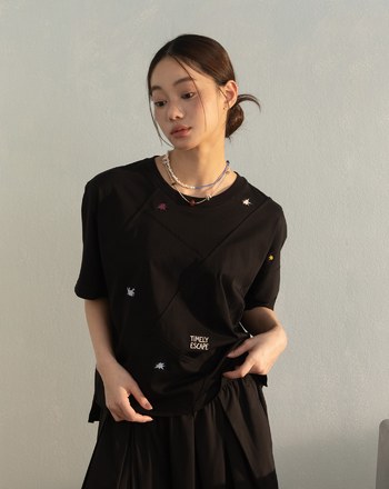 任意門繡花連袖涼感T恤(兩色)