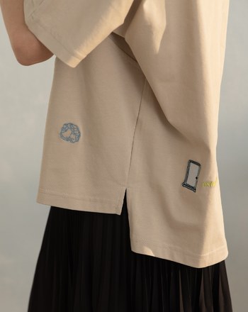 任意門繡花連袖涼感T恤(兩色)