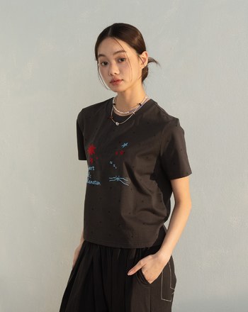 放鬆黑貓點點涼感T恤(兩色)