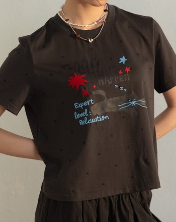 放鬆黑貓點點涼感T恤(兩色)