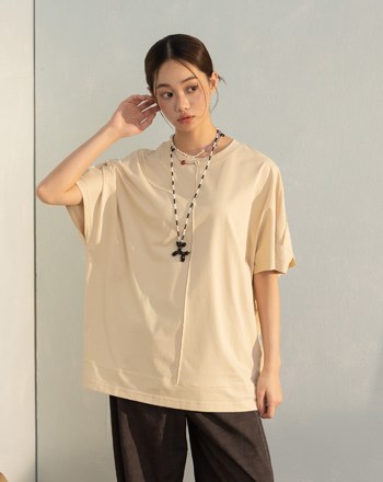 立體車線假兩件瞬涼涼感連袖T恤(兩色)