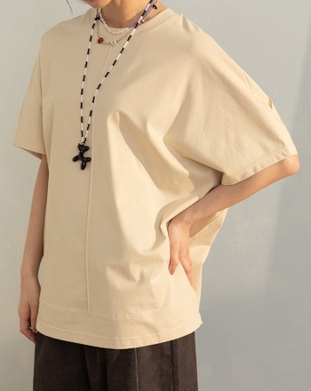 立體車線假兩件瞬涼涼感連袖T恤(兩色)