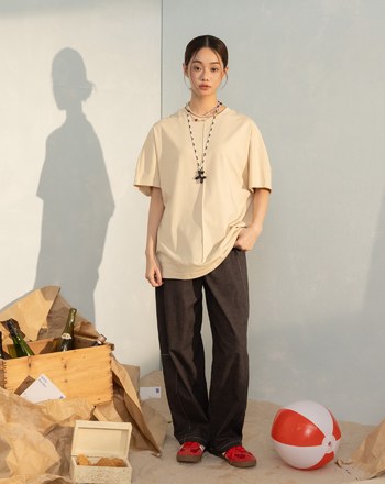 立體車線假兩件瞬涼涼感連袖T恤(兩色)