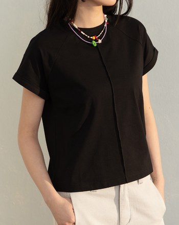 立體車線反摺袖瞬涼涼感T恤(兩色)