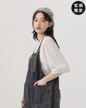 ➤涼感抑菌不對稱剪接寬版T恤(兩色)