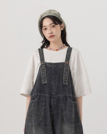 ➤涼感抑菌不對稱剪接寬版T恤(兩色)