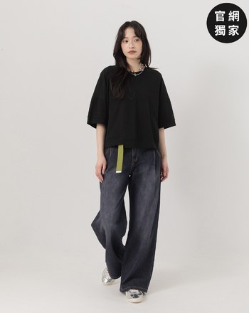 ➤涼感抑菌不對稱剪接寬版T恤(兩色)
