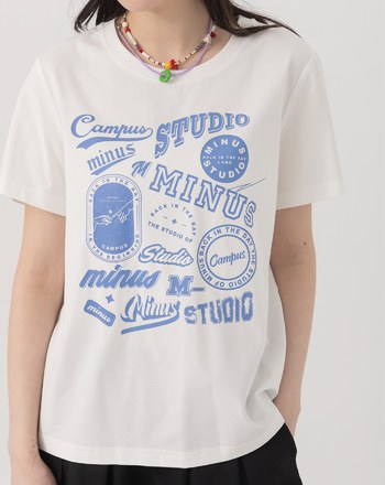 ➤學院風標章印花涼感T恤(三色)