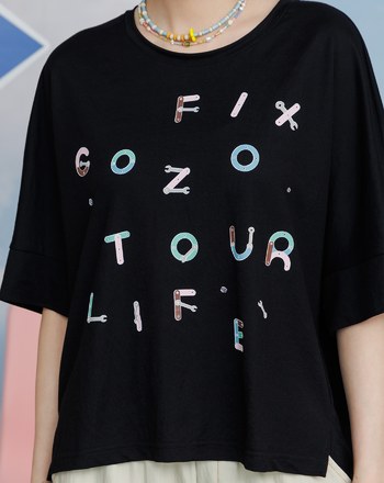 ➤gozo螺絲工具連袖寬版T恤 (兩色)