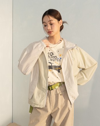 輕盈透氣配色遮陽連帽外套(兩色)