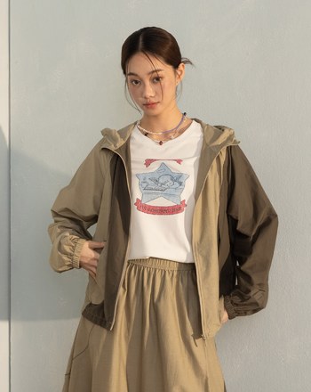 輕盈透氣配色遮陽連帽外套(兩色)