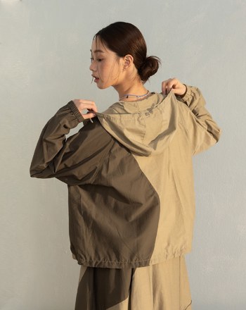 輕盈透氣配色遮陽連帽外套(兩色)