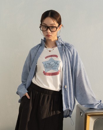 暈染天絲麻造型抽繩立領外套(兩色)