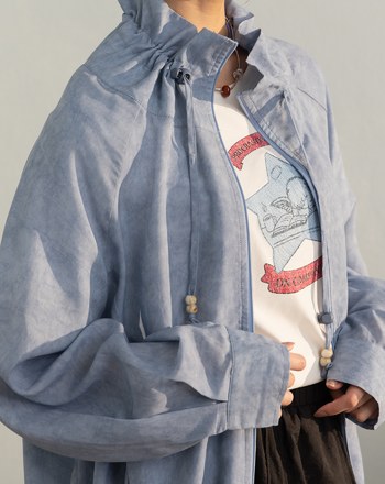 暈染天絲麻造型抽繩立領外套(兩色)