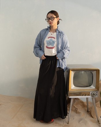 暈染天絲麻造型抽繩立領外套(兩色)