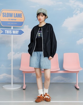 曖昧格紋下擺可調節遮陽外套(兩色)
