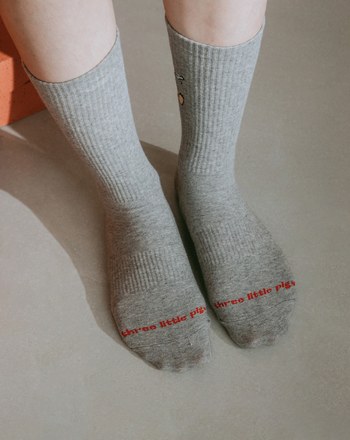 迪士尼系列 三隻小豬&大野狼緹織長襪(兩色)