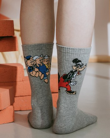 迪士尼系列 三隻小豬&大野狼緹織長襪(兩色)