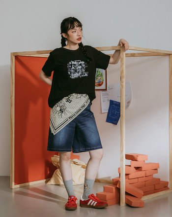 迪士尼系列 三隻小豬復古波點萬用方巾(三色)