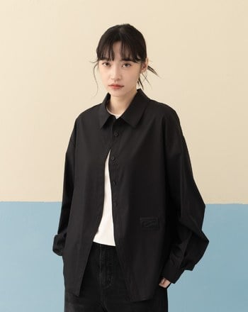 ➤│好事計劃│愛不偏心絲滑抗皺長袖襯衫(黑色)