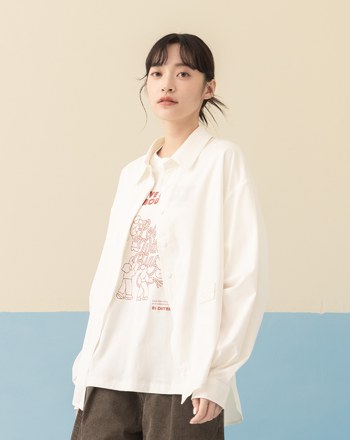 ➤│好事計劃│愛不偏心絲滑抗皺長袖襯衫(白色)