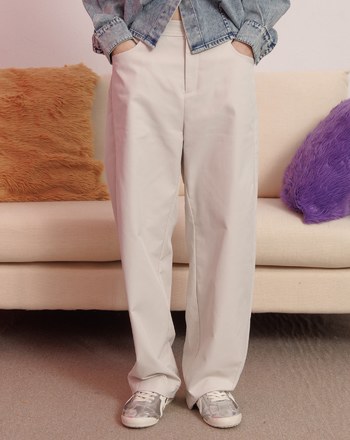 ➤壓折造型後鬆緊男友褲(兩色)