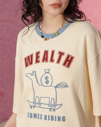 ➤【新年限定】滑板小馬帶你發財T恤(兩色)