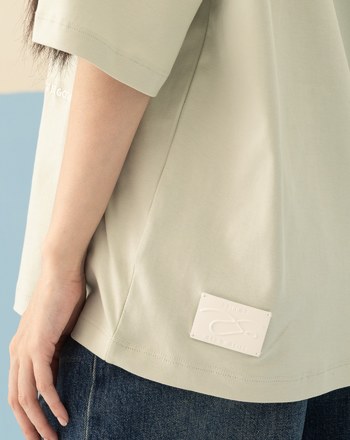 ➤│好事計劃│無限連心柔膚落肩T恤(淺綠)