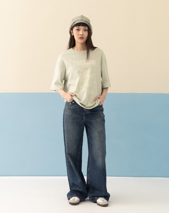 ➤│好事計劃│無限連心柔膚落肩T恤(淺綠)