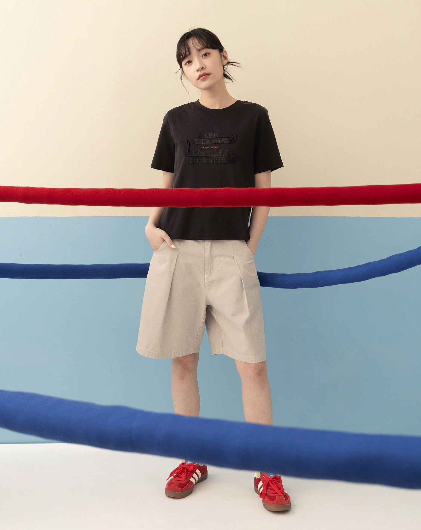 ➤│好事計劃│傳遞愛無限柔膚合肩T恤(黑色)