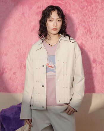 ➤帥氣打褶造型內刷毛工裝外套(兩色)