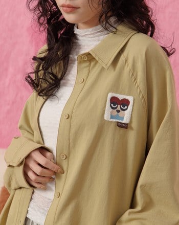 毛毛小臉撞色壓線長袖襯衫(兩色)