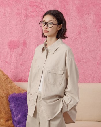 天絲多口袋造型工裝襯衫(兩色)